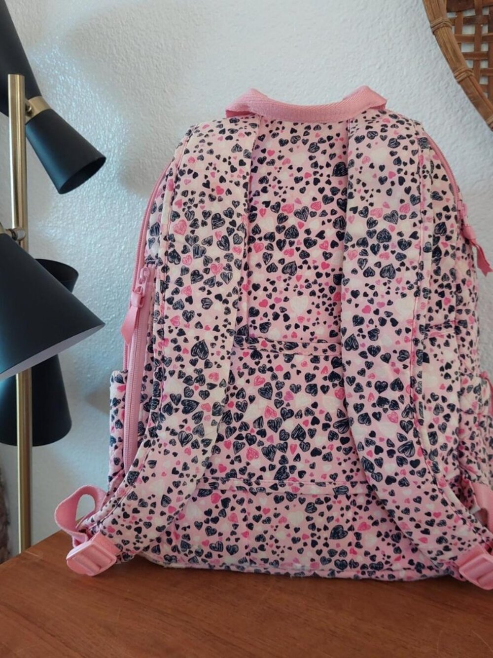 vera bradley love you lots backpack used Pink and black heart print backpack wit - Picture 4 of 8